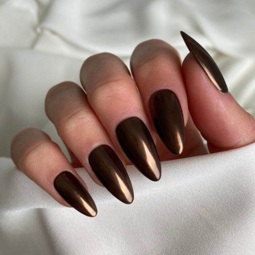 Brown Chrome Nails