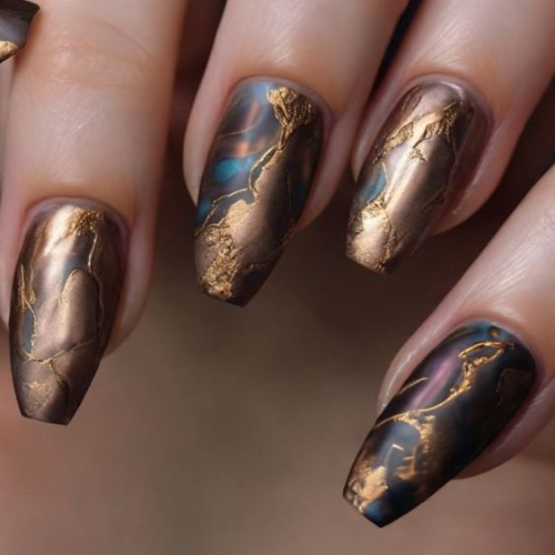 Brown Chrome Nails