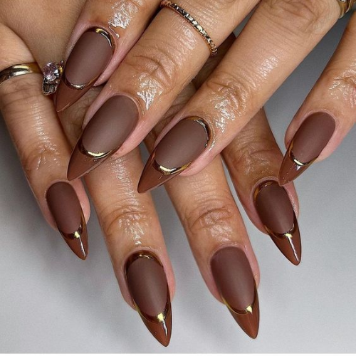 Brown Chrome Nails