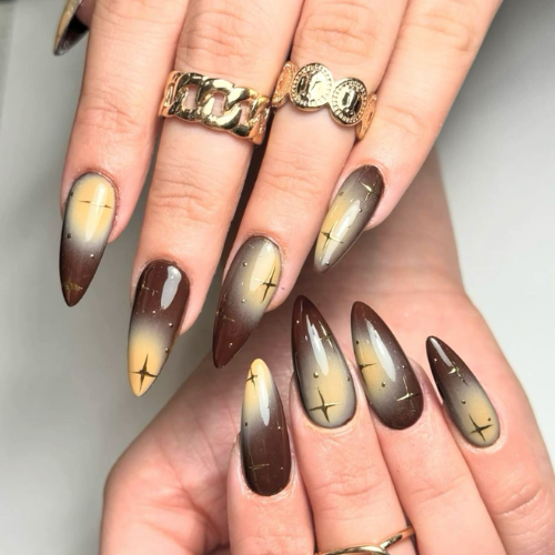 Brown Chrome Nails