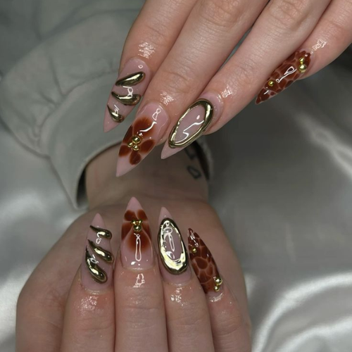 Brown Chrome Nails