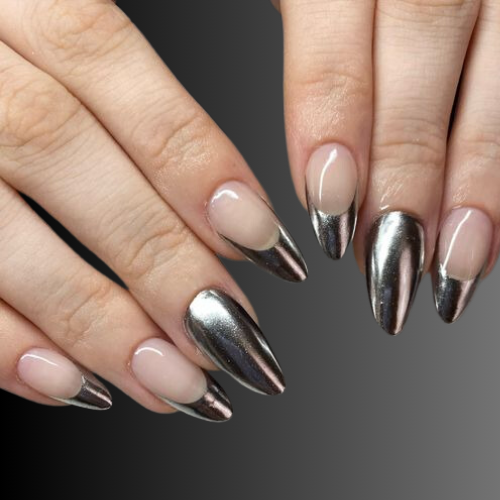 Chrome French Tip Nails