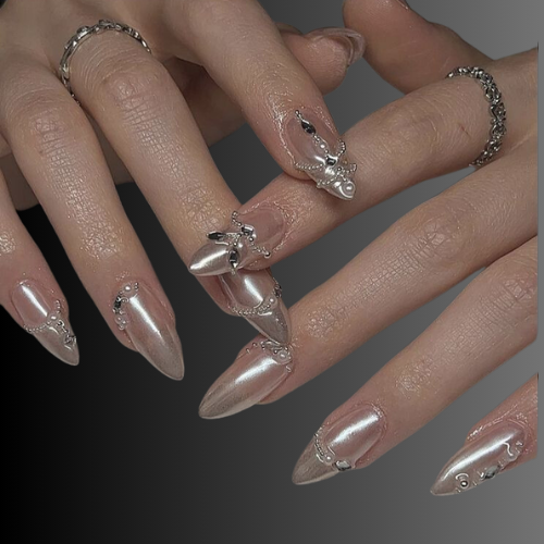 Chrome French Tip Nails