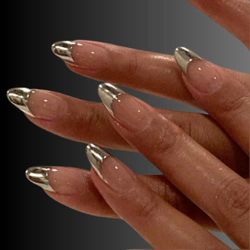 Chrome French Tip Nails