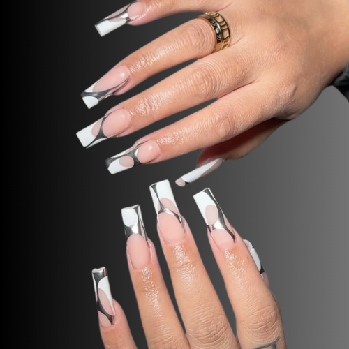 Chrome French Tip Nails