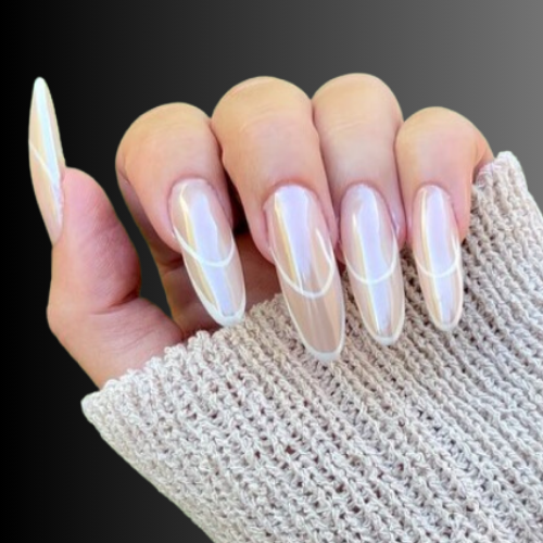 Chrome French Tip Nails