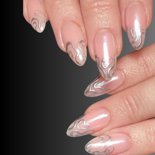 Chrome French Tip Nails