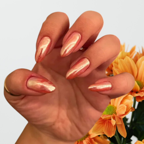 Orange chrome nails