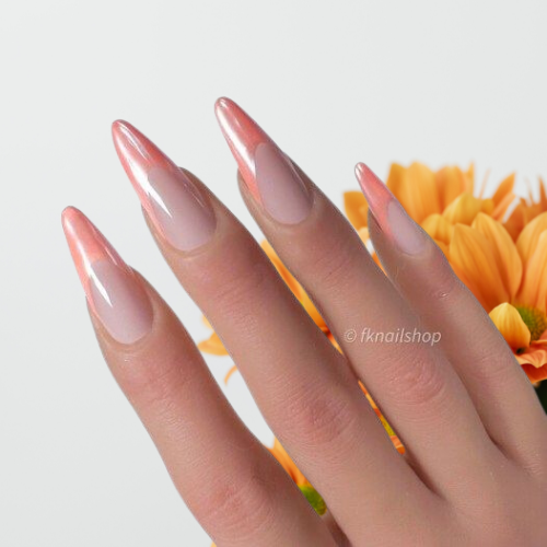 Orange chrome nails