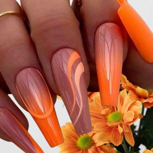 Orange chrome nails