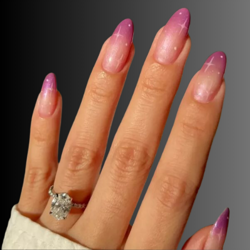 Pink chrome French tip nails 