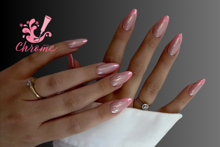 Pink Chrome French Tip Nails