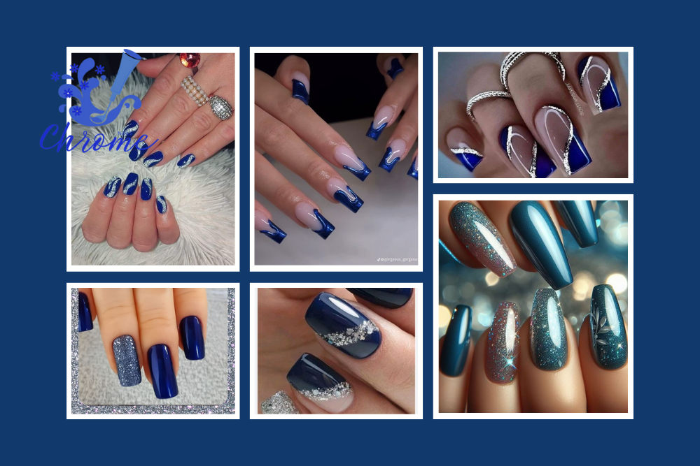 Trendy Blue Chrome Nails