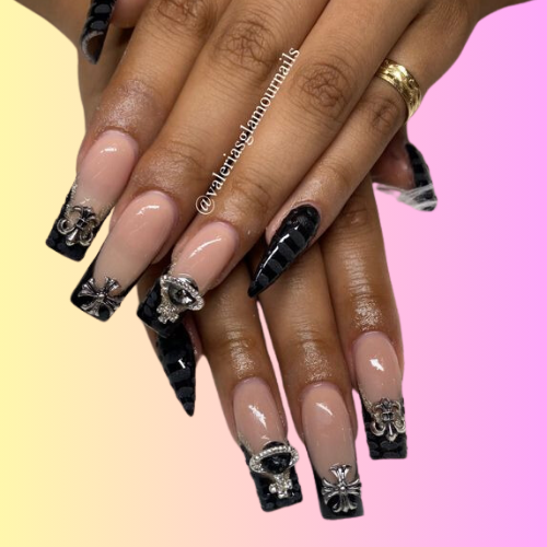 black french tip nails