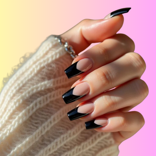 black french tip nails