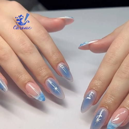 blue chrome nails