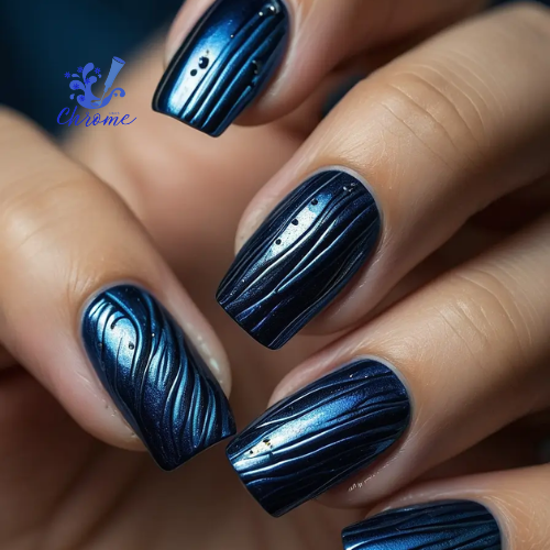 blue chrome nails