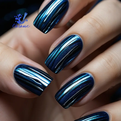 blue chrome nails