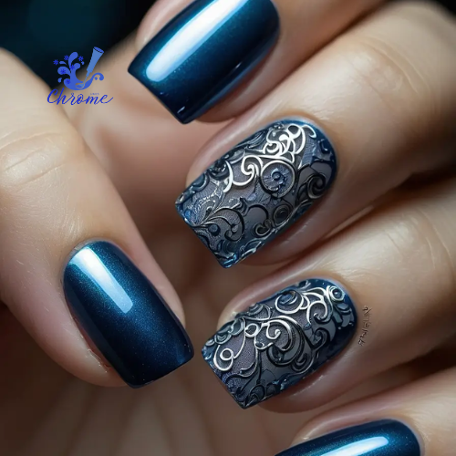 blue chrome nails