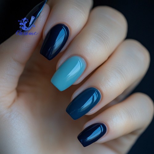 blue chrome nails