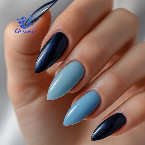 blue chrome nails