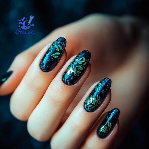 blue chrome nails