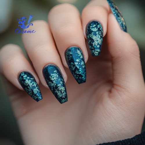 blue chrome nails