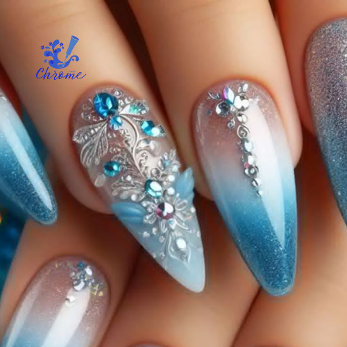 blue chrome nails