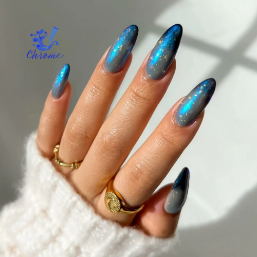 blue chrome nails