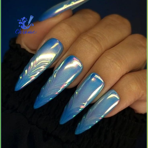 blue chrome nails