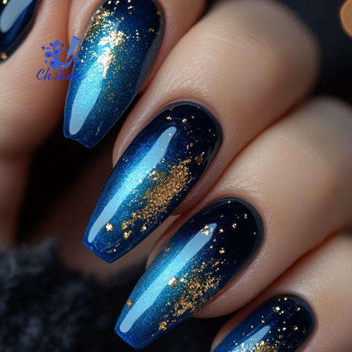 blue chrome nails