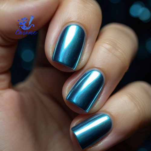 blue chrome nails