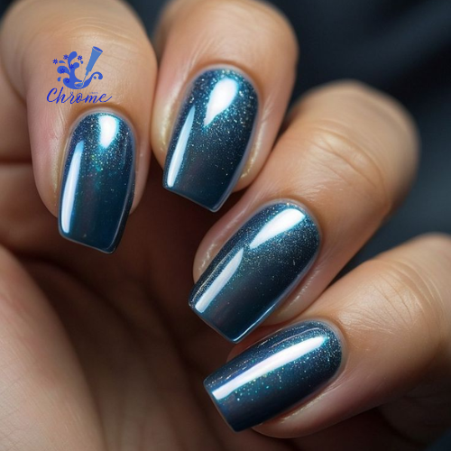 blue chrome nails