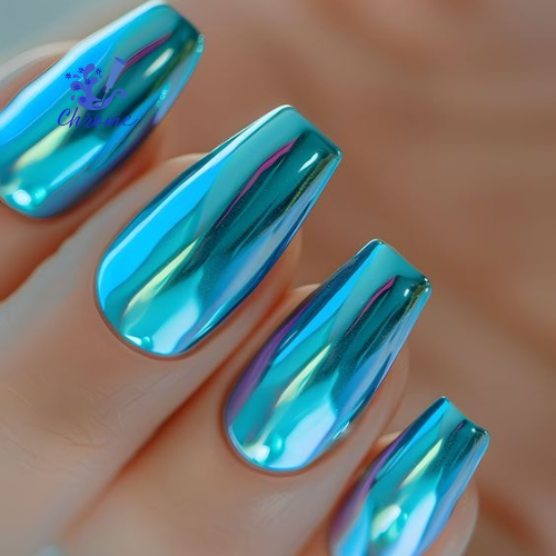 blue chrome nails