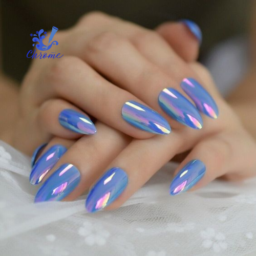 blue chrome nails