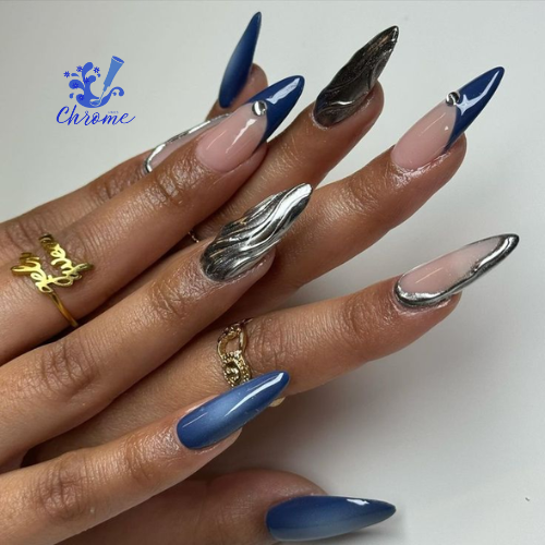 blue chrome nails