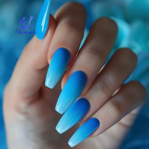 blue chrome nails