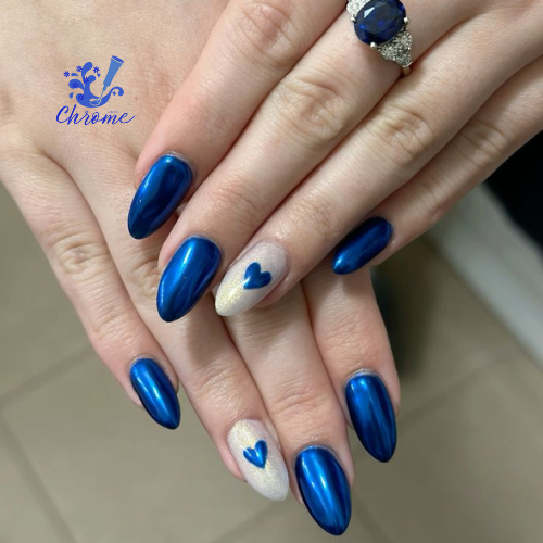 blue chrome nails