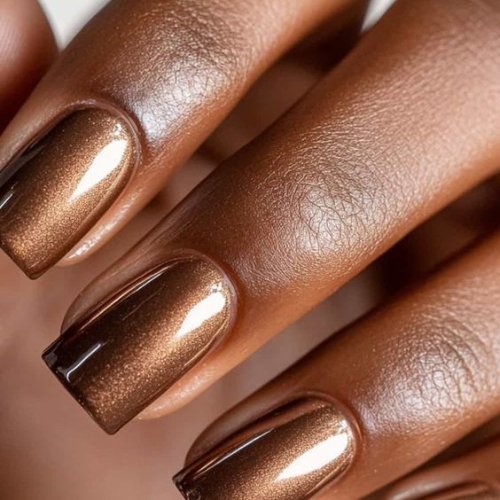 brown chrome nails