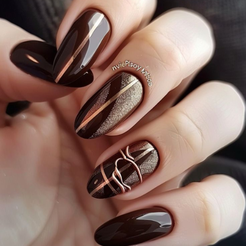 brown chrome nails