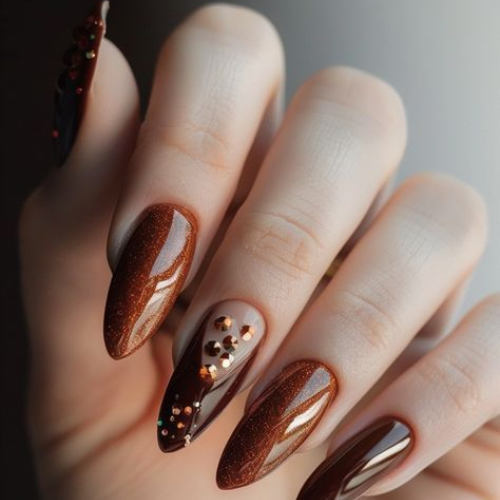 brown chrome nails