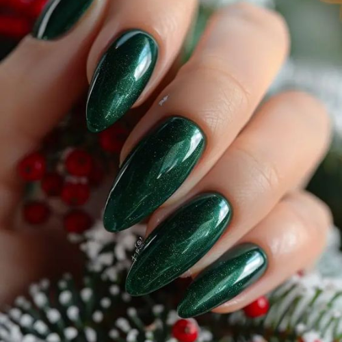 green chrome nails