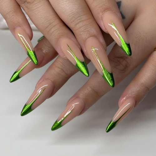 green chrome nails