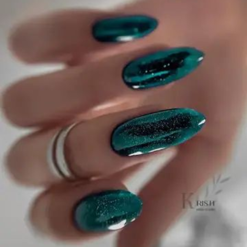 green chrome nails