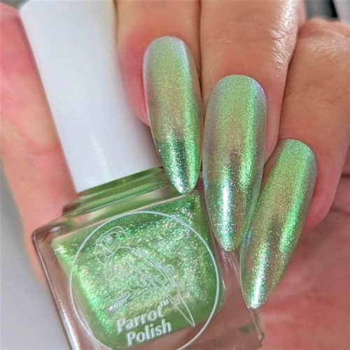 green chrome nails