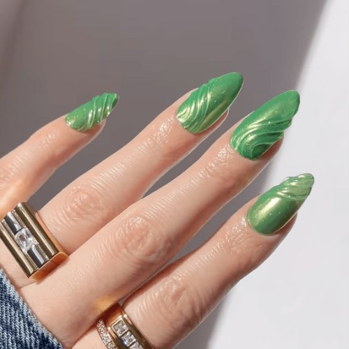 green chrome nails