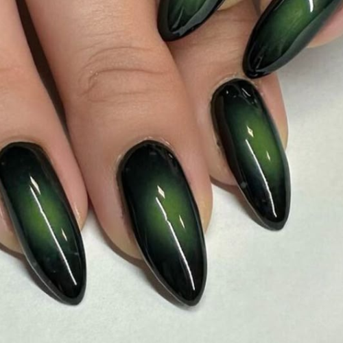 green chrome nails