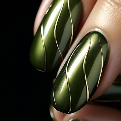 green chrome nails