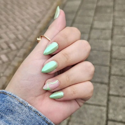 green chrome nails