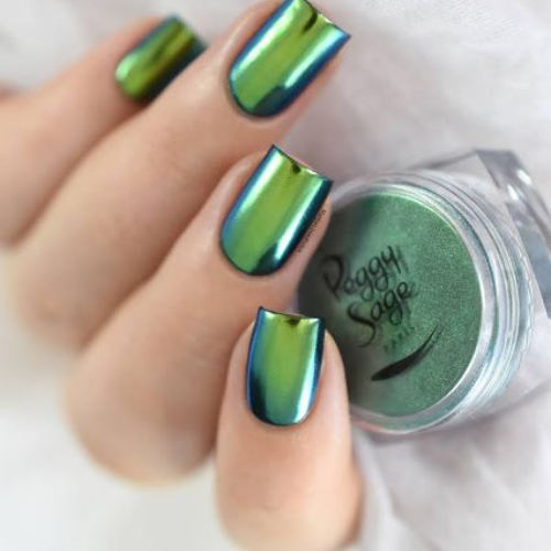 green chrome nails